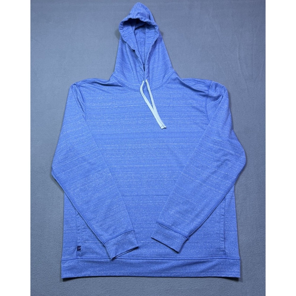 Johnnie-O Hoodie Mens L Aldean Biscayne Blue White Bamboo Charcoal Performance